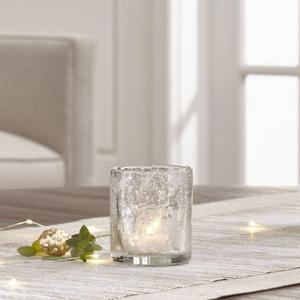 Bubbled Silver Glass Tea Light Candle Holder