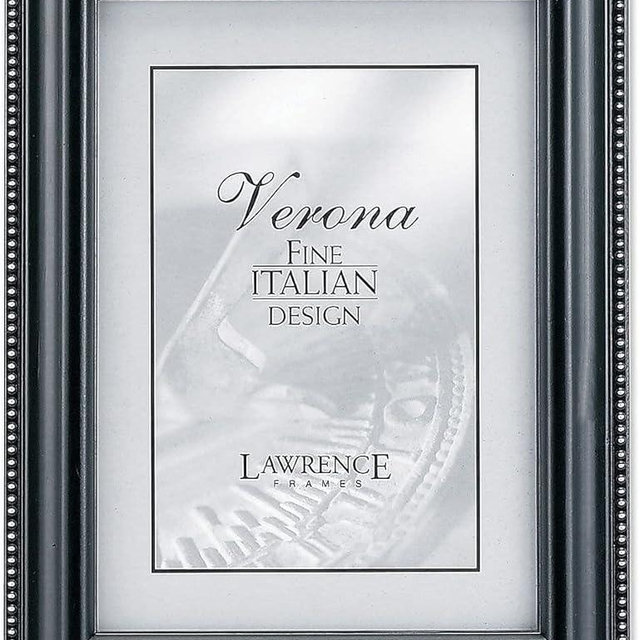 Lawrence Frames Black Finish 8x10 Picture Frame - Silver Bead Design