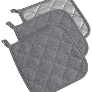 DII, Cotton Terry Pot Holders, Heat Resistant and Machine Washable, Set of 3, Gray