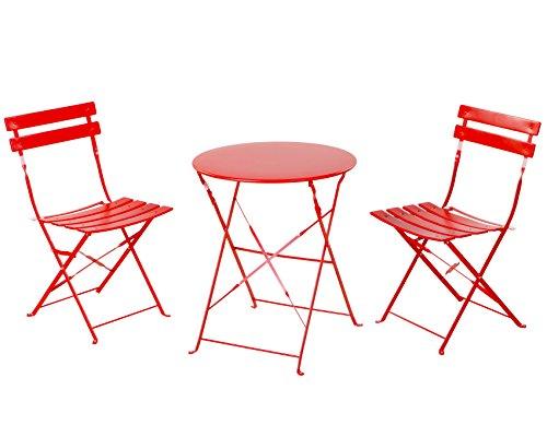 Grand patio Premium Steel Patio Bistro Set, Folding Outdoor Patio Furniture Sets, 3 Piece Patio Set of Foldable Patio Table and Chairs, Red