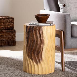 Bali & Pari Fuchsia Rustic Hand-Carved End Table