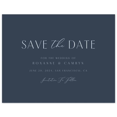 Grayed Navy, Blue Wedding Digital Save the Date - Paloma Landscape