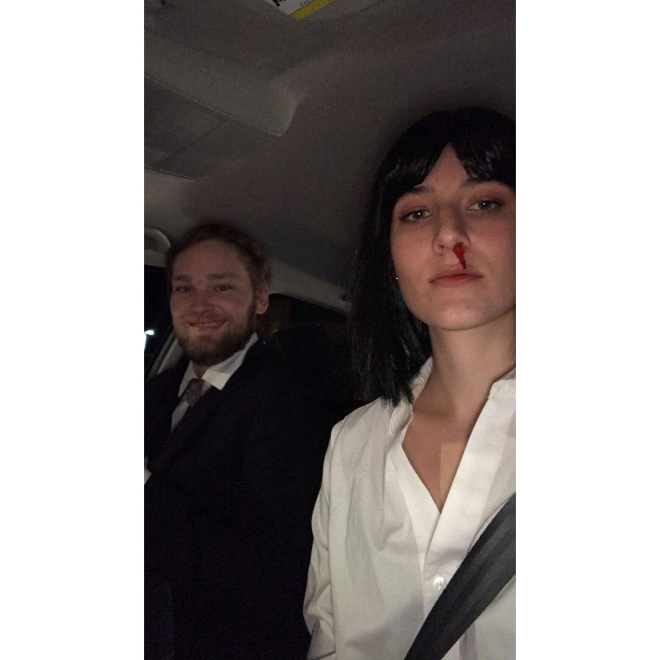 Our first Halloween together, 2017! Mia Wallace and Vincent Vega from Pulp Fiction