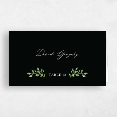 Black Wedding Place Card - Blosser