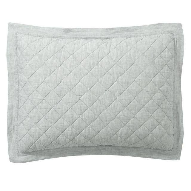 Belgian Flax Linen Diamond Quilted Sham, Standard, Mineral Blue