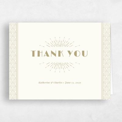 Beige Geometric Wedding Thank You - Baker