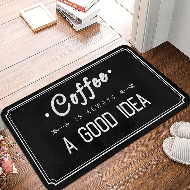 PuseTaer Welcome Decoration Doormat,Coffee is Always A Good Idea Door Mat,Non Slip Entrance Area Rugs Front Floor Porch Indoor/Outdoor Door Mats for Bathroom,Kitchen,Home Decor
