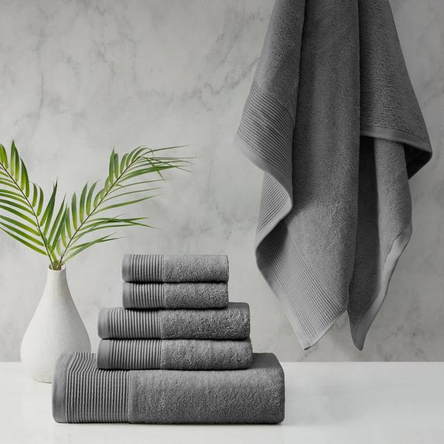 6pc Antimicrobial Nuage Cotton Tencel Blend Towel Set Charcoal - Beautyrest