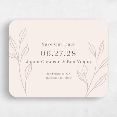 Beige Rounded Wedding Save the Date - Cassis Landscape