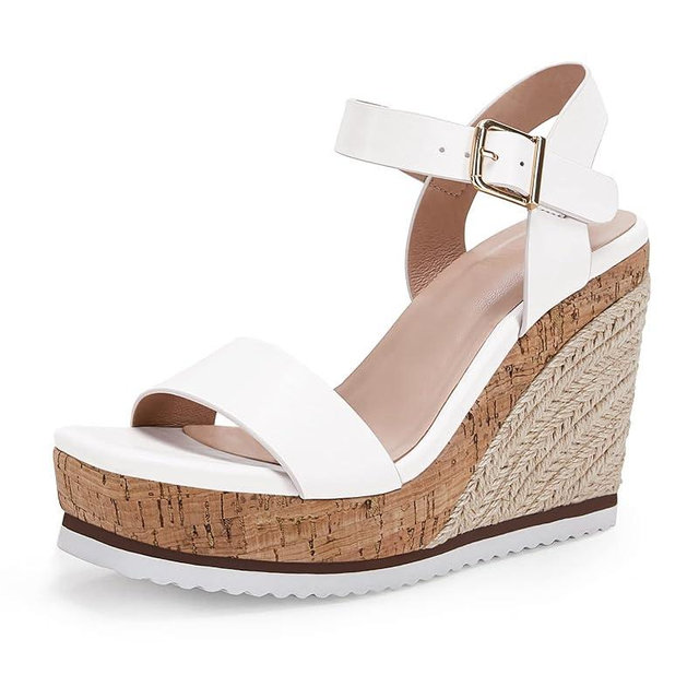 Women's Espadrille Wedge Platform Sandals Open Toe Ankle Buckle Strap Casual Summer Shoes