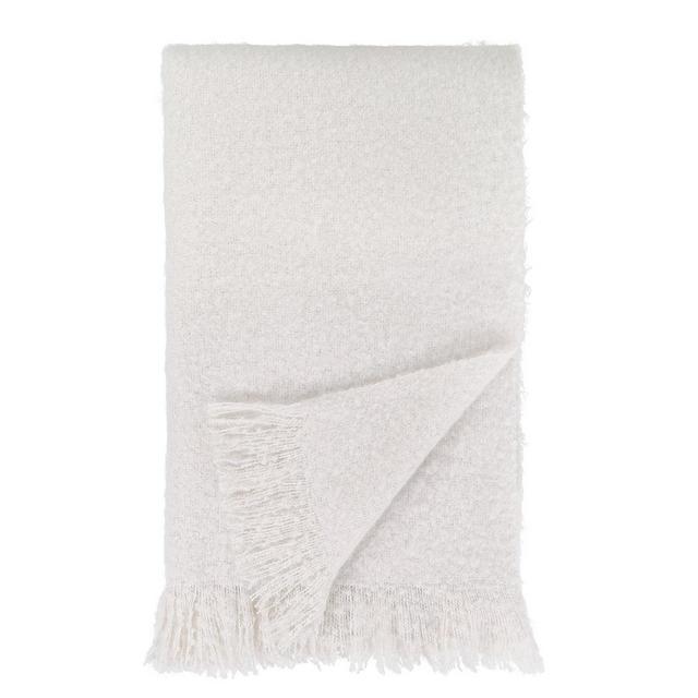 WHITE MOHAIR THROW BLANKET