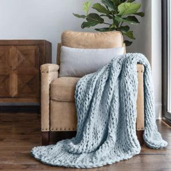 Chunky Knit Throw Blanket Braided, Soft & Cozy - Becky Cameron