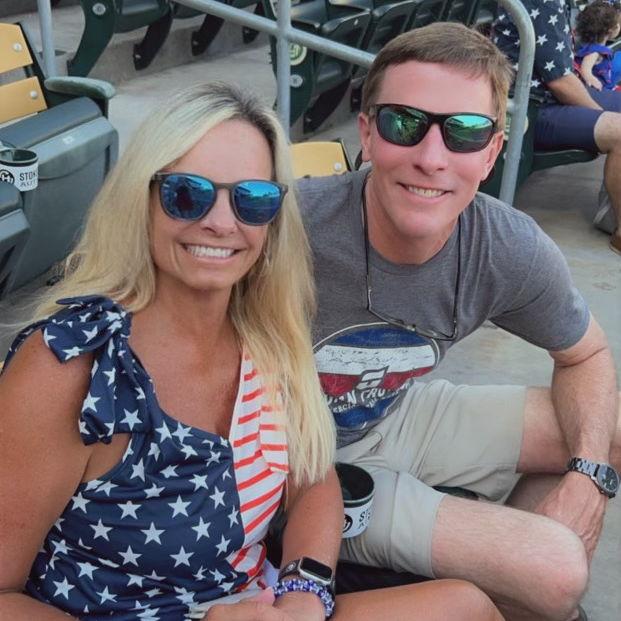 Tripp and I at Greenjackets game 4th of July