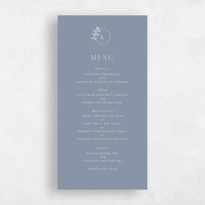 Blue Wedding Menu - Positano