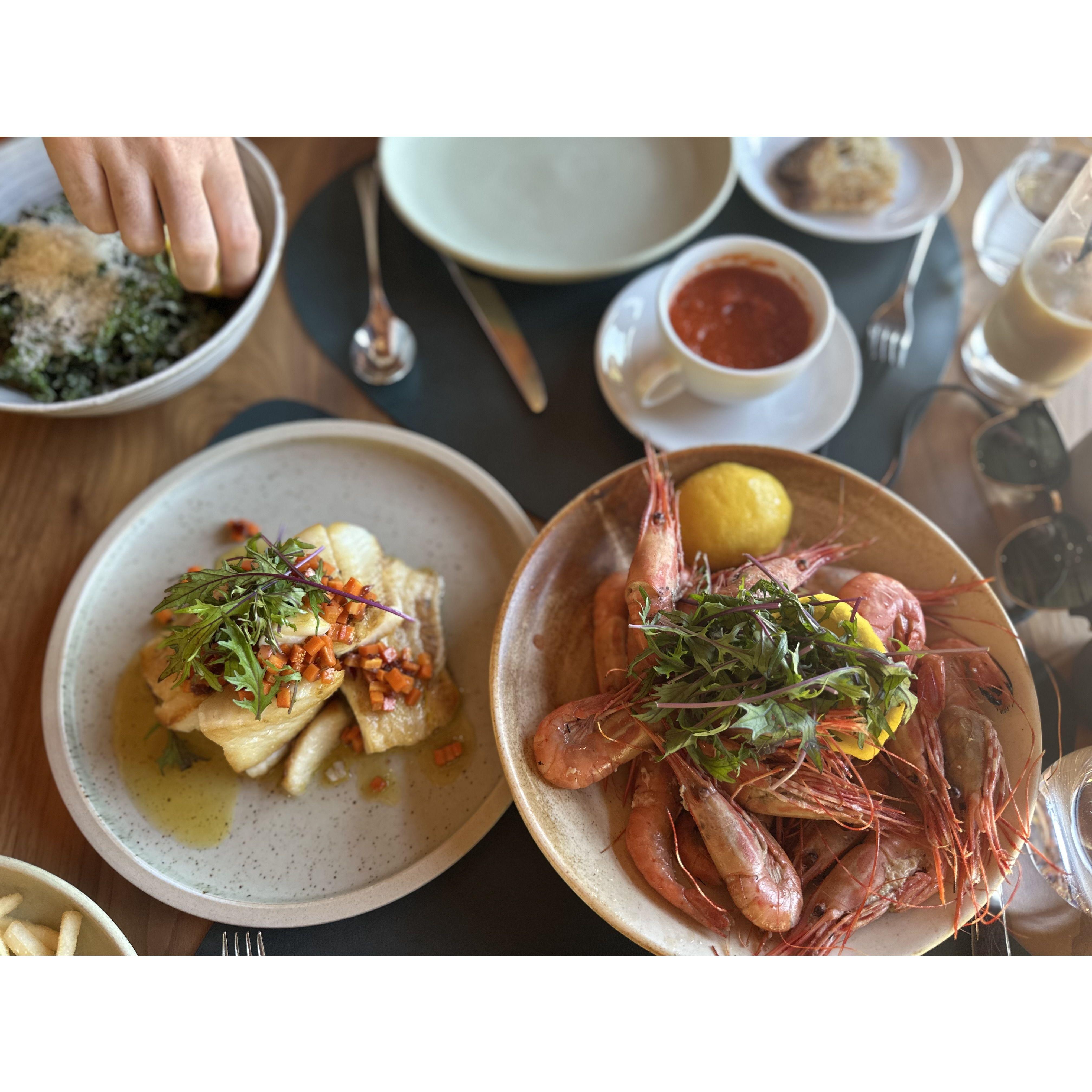 our fresh caught fish and prawns for lunch