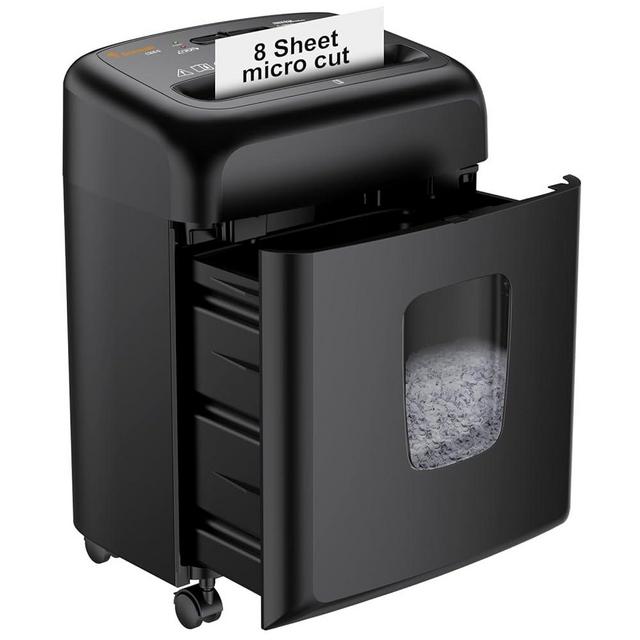 Bonsaii 8 Sheet High Security Micro Cut Paper Shredder with 4 Gallon Pullout Basket, Credit Cards/Mail/Staples/Clips Shredder for Home Office Use (C206-G)