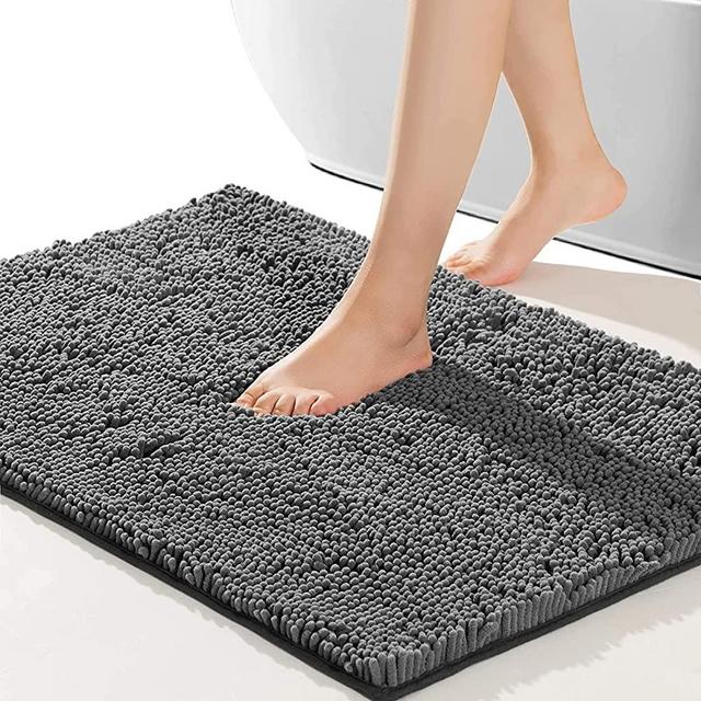 SONORO KATE Bathroom Rug,Non-Slip Bath Mat,Soft Cozy Shaggy Durable Thick Bath Rugs for Bathroom,Easier to Dry, Plush Rugs for Bathtubs, Rain Showers and Under The Sink (Dark Grey, 17"×24")