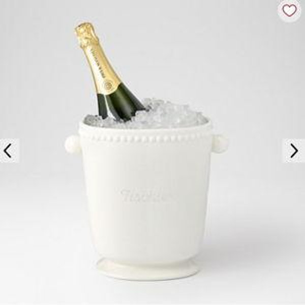 Beaded Ceramic Wine Bucket - add personalization "Tischler" olivia script font