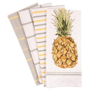 KAF Home - Pantry Pineapple Kitchen Dish Towel Set of 4, 100-Percent Cotton, 18 x 28-inch