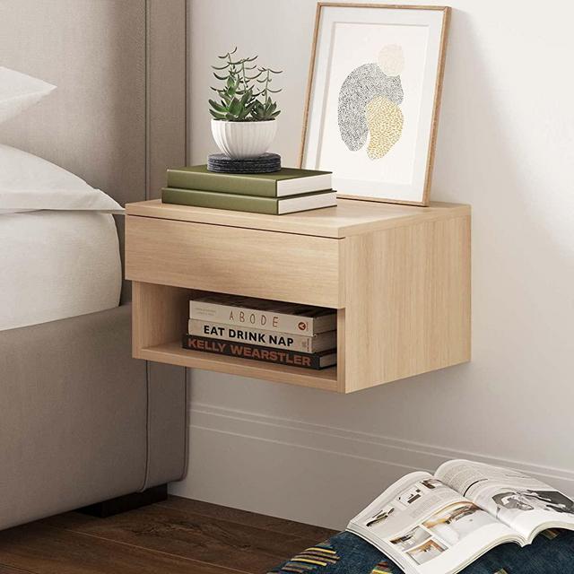 Nathan James Jackson Mid-Century Side, 2-Drawer Nightstand, Accent or End Table with Storage, Light Oak
