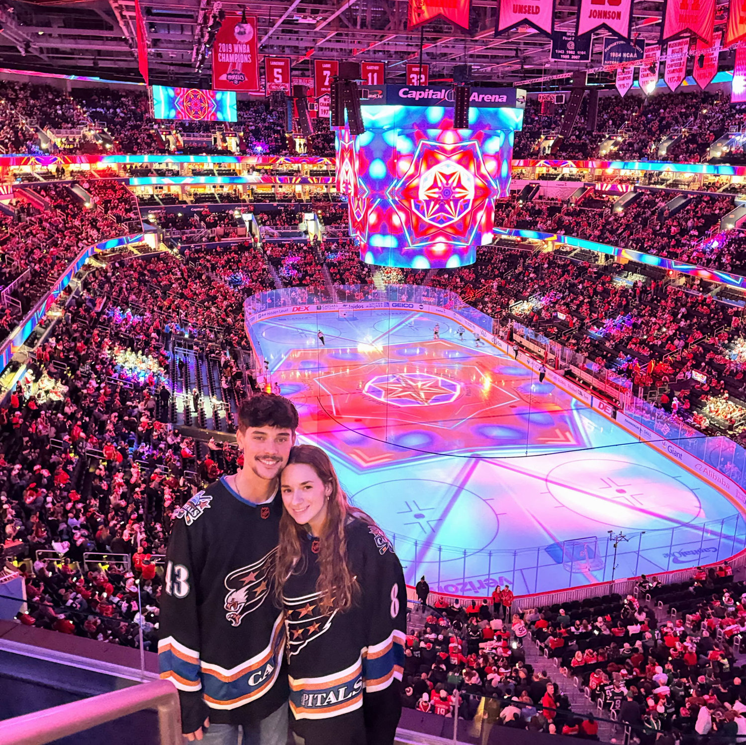 CAPS game in DC! PSA to the Pittsburgh fam- Ash was forced against her will to wear this jersey...GO PENS!