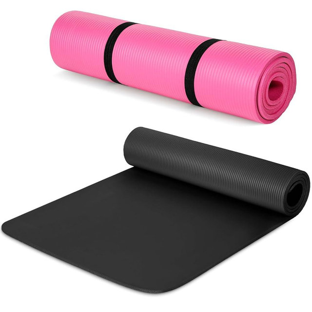Woanger 2 Pack Yoga Mats (72x24) 3/8 Inch Thick Yoga Mat for Home Workout with Strap Non Slip for Women Men