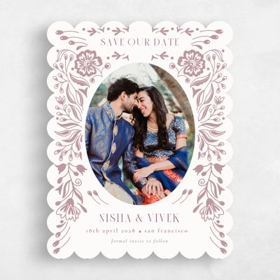Pink Scalloped Wedding Save the Date - Calliope Photo