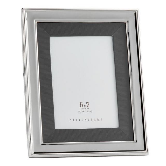 Personalized Silver Grosgrain, Dark Gray - 5" x 7"