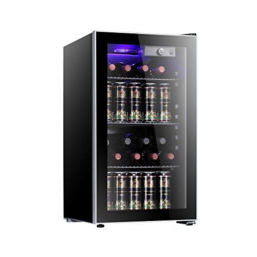 Antarctic Star 26 Bottle Wine Cooler/Cabinet Beverage Refrigerator Small Red & White Wine Cellar Digital Temperature Beer Soda Counter Top Bar Office Quiet Operation Compressor Freestanding Black