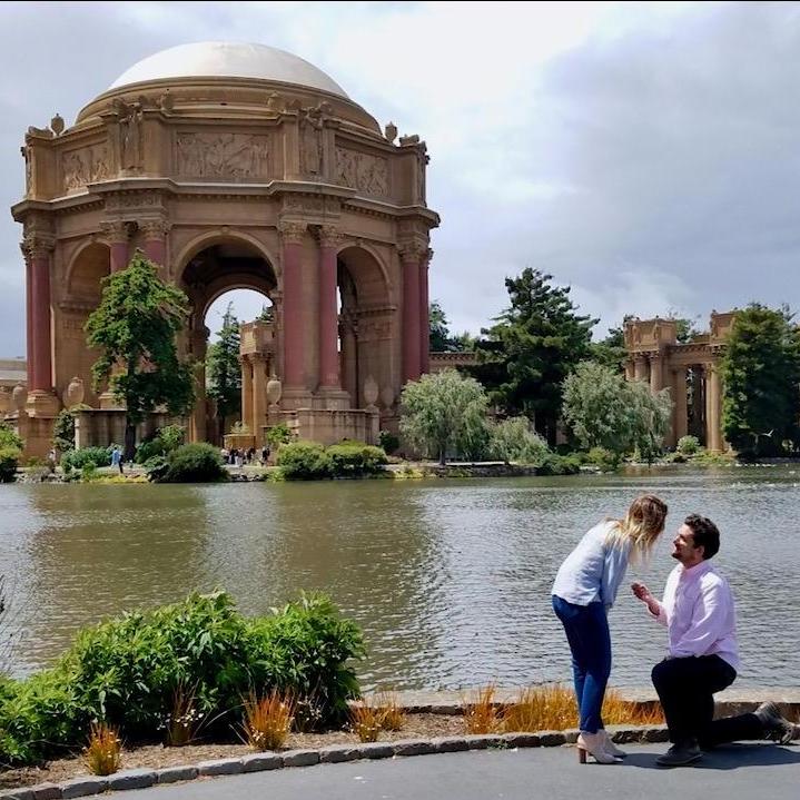 Carl proposed on May 30, 2020 at the Palace of Fine Arts in San Francisco.