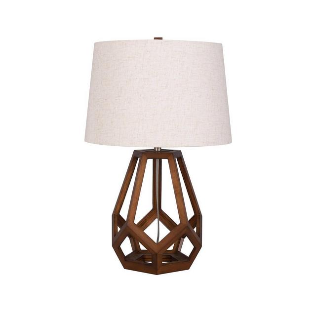 Large Wood Geo Assembled Table Lamp Brown - Threshold™