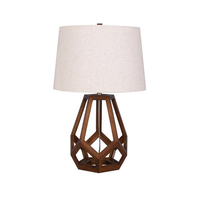 Large Wood Geo Assembled Table Lamp Brown - Threshold™