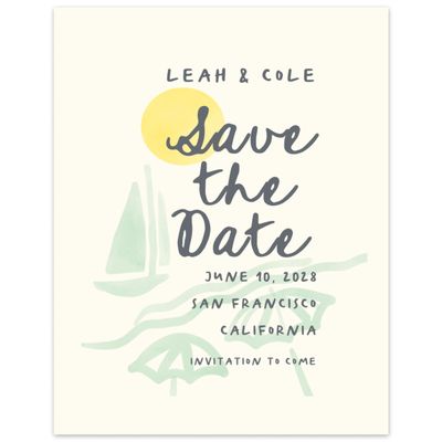 Green Wedding Digital Save the Date - Spiaggia Portrait