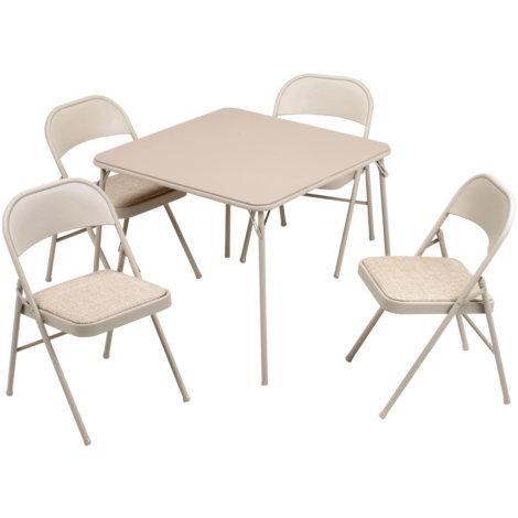 Sudden Comfort 5 pc Buff Lace Folding Table & Chairs Set