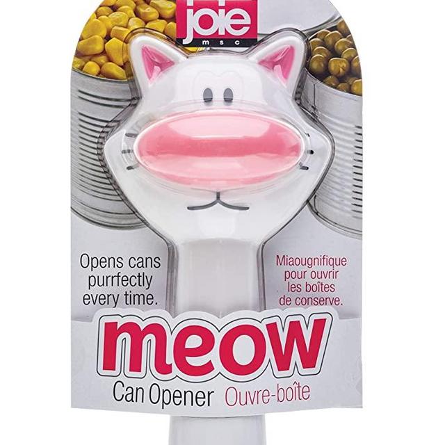 Joie Meow Cat-Themed Safety Lid Can Opener, Leaves No Sharp Edges, White (12498), One Size