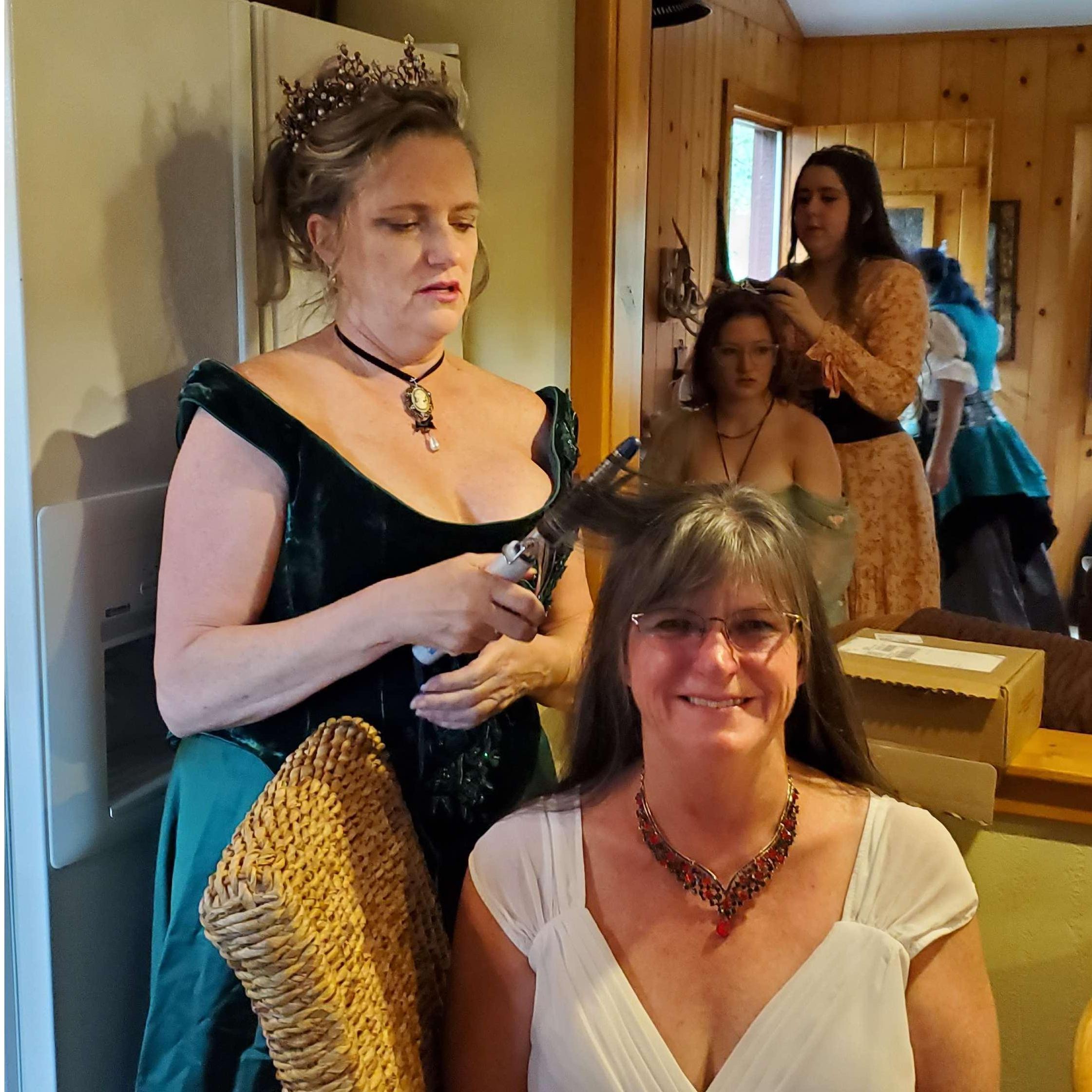 Everyone's hair gets to be pretty thanks to Debbi and Kenna.
