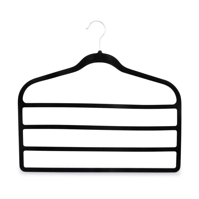 Elle Décor 4-Tier Non-Slip Velvet Pants Hanger Set of 3, Black