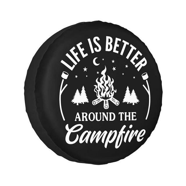 Life is Better Around The Campfire Rv Spare Tire Cover for RV Trailer Camper Wheel Protectors Weatherproof Universal for Trailer Rv SUV Truck Travel Trailers (14 inch)