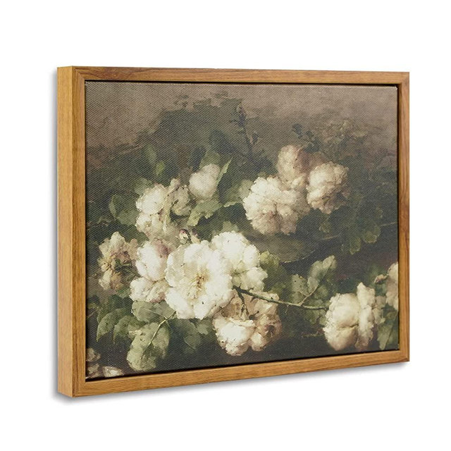 InSimSea Framed Canvas Wall Art For Living Room Bedroom Decor, Vintage Flower Canvas Pictures For Bedroom, 20x25cm(7.9x9.8in) Samll Bathroom Decor Wall Art, Desk Decor, Office Decor