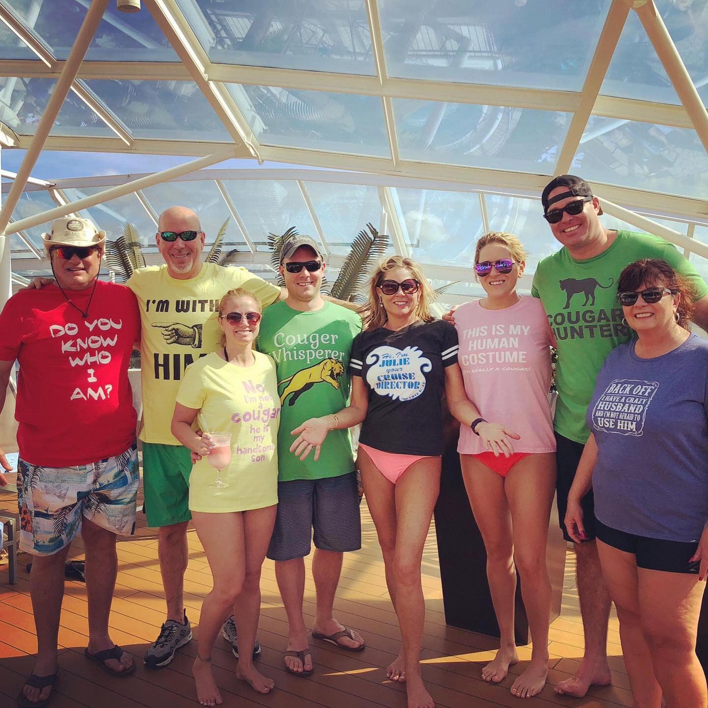 Du Plessis/Moberly Family Cruise 2018 for Whit’s 30th. (Left to Right) Rod, Brian, Christy, Matt, Jen, Whit, Eric, and Peggy