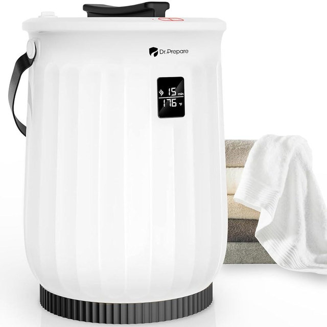 DR.PREPARE Towel Warmer for Bathroom, Upgraded Luxury Towel Warmer Bucket with LED Display, 4 Timer Settings, Auto Shut Off, Child Safety Lock, 20L Large Warmer for 2 Towels, Bathrobes, Blankets, PJ's