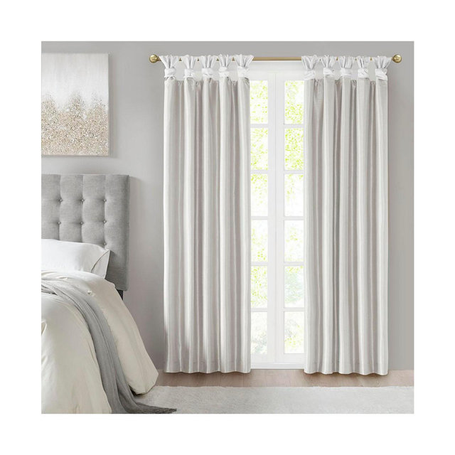 Madison Park Emilia Twist Tab Lined blackout curtains for bedroom, Blackout Single Curtain with Privacy Lining for Living Room, Width 50 length 84 inches, Bronze Window Panel