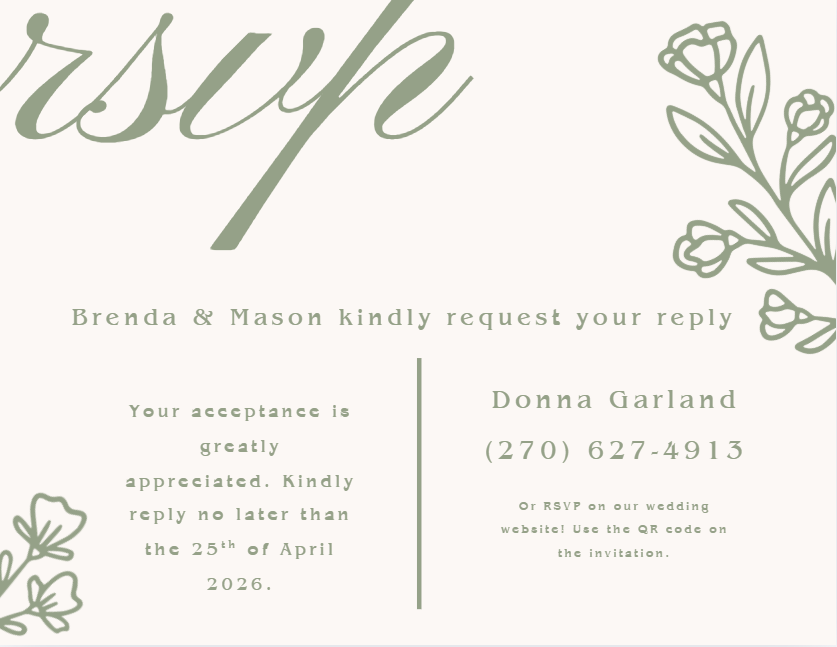 The Wedding Website of Brenda Martin and Mason Garland