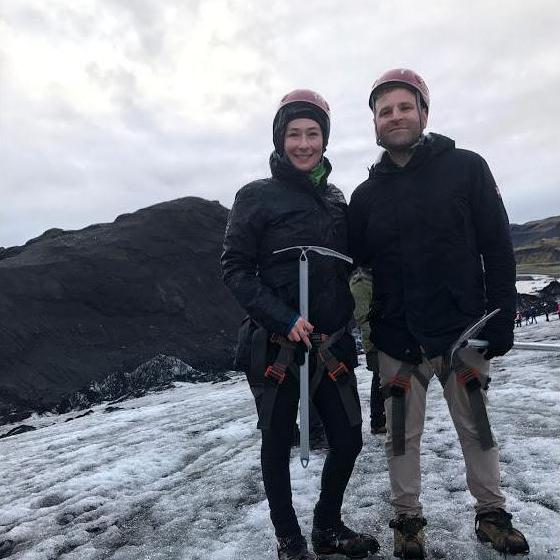 Hiking a glacier in Iceland.