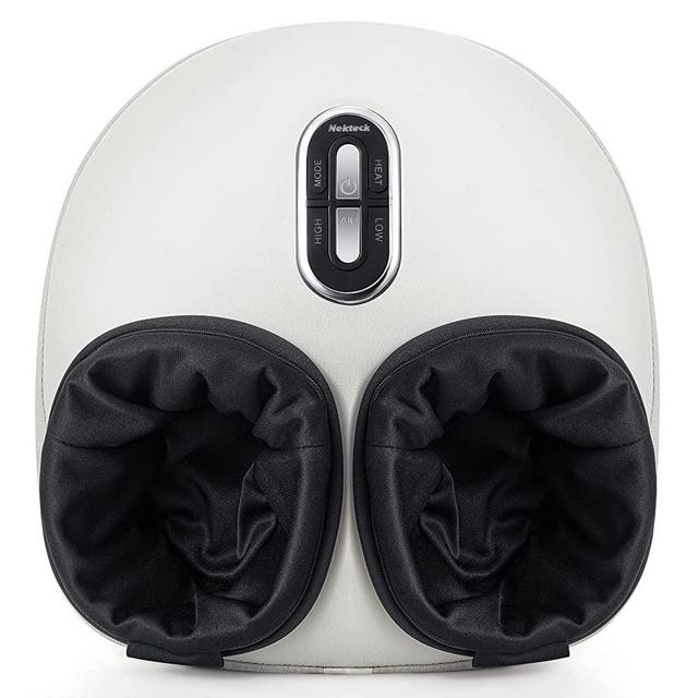 Nekteck Shiatsu Foot Massager Machine with Soothing Heat, Deep Kneading Therapy, Air Compression, Improve Blood Circulation and Foot Wellness,Relax for Home or Office Use(Beige)