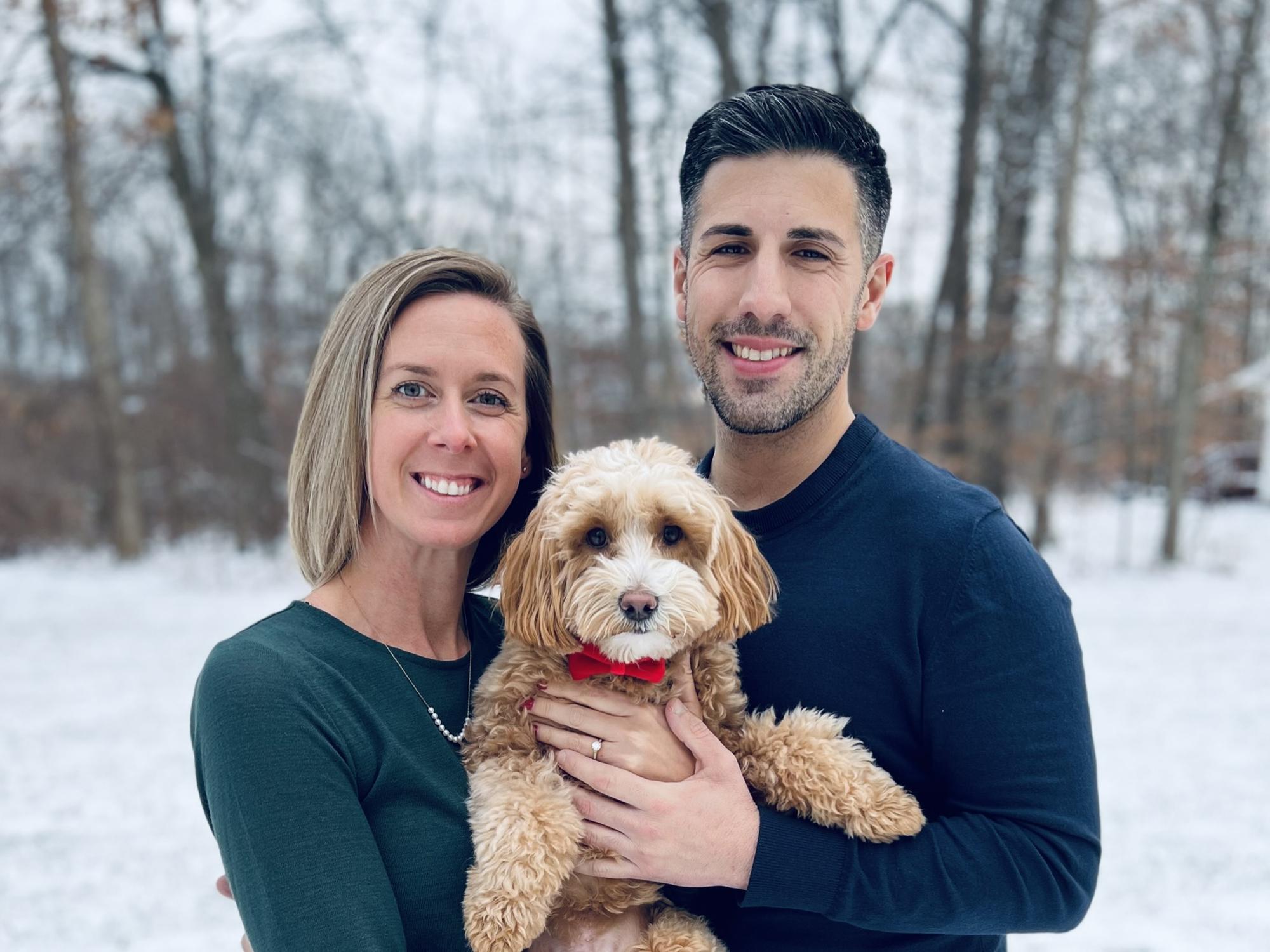 First Christmas engaged with our pup, Wally.