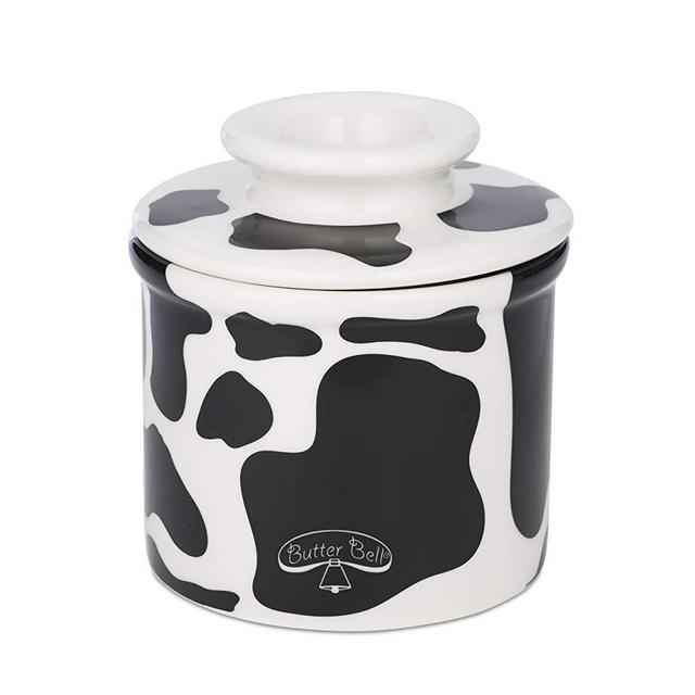 Butter Bell - The Original Butter Bell Crock by L. Tremain, French Ceramic Butter Dish, Cow Pattern, Black & White