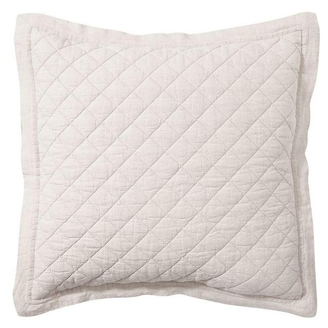 Belgian Flax Linen Diamond Euro Shams, Set of 3 Flax
