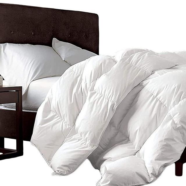 Luxurious Siberian Oversized California King 108"x98" Goose Down Comforter, 1200 Thread Count 100% Egyptian Cotton 750FP, 60oz, 1200TC, White Solid