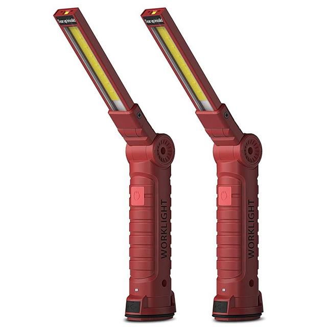 Rechargeable Barbecue Grill Light, Coquimbo LED Work Lights with Magnetic Base Bright 360 Degree Rotate and 5 Modes, Gifts Ideas for Dad, Husband, Handyman﻿ (2 Pack, Red)